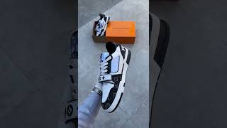 First Copy Shoes Louis Vuitton LV Trainer Stripe Black White  #firstcopyshoes