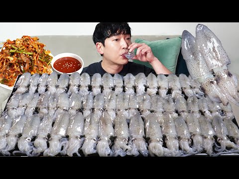 Raw baby squid!! The best drinking snack MUKBANG REALSOUND ASMR EATINGSHOW