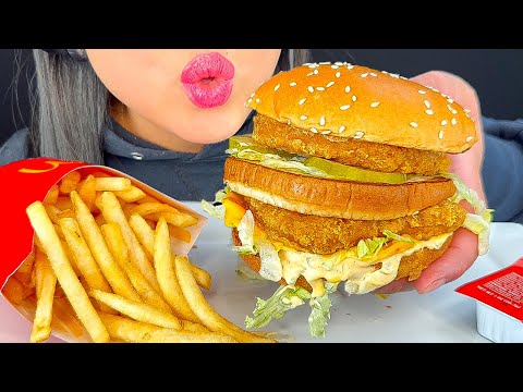 ASMR MCDONALD'S CHICKEN BIG MAC MEAL FOOD REVIEW | MUKBANG | ASMR Phan