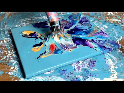 Abstract Flower 🌸 BEAUTIFUL Blue & Purple 💜 Dutch Pour ~ Acrylic Pouring | Fluid Art