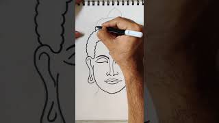 Quick simple and easy drawing of lord Buddha face/ Gautam Buddha face drawing step by step