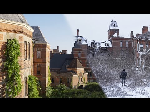 Exploring Abandoned Gothic Asylum - Winter Snowstorm vs Summer Foliage