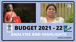 Budget Highlights (2021-2022) || CSB IAS ACADEMY