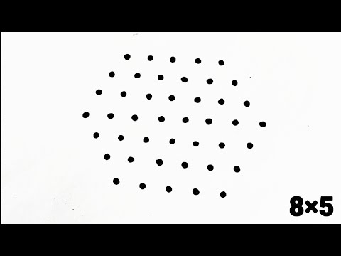 8×5 middle dots rangoli || 8 చుక్కలు మధ్య చుక్క 5 వచ్చే వరకు || 8×5 chukkala muggu