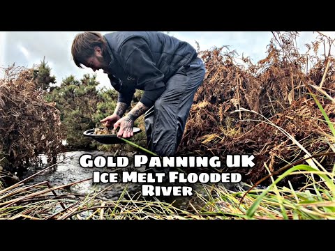 Panning for Gold in flooded river reveals hidden crevice Gold Panning Uk