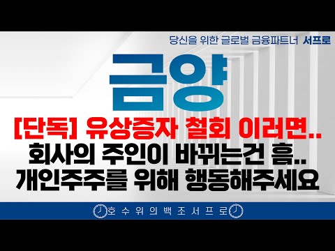 [금양 주가전망] 유상증자 철회 앞으로 금양의 미래는?