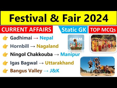 Festival & Fairs 2024 Current Affairs | Festivals | Current Affairs 2024 | Top MCQs | SSC CGL 2025 |