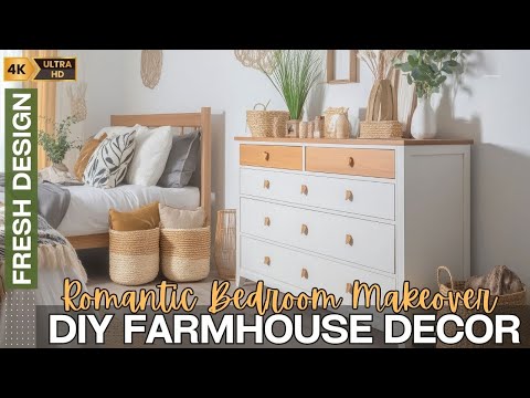 DIY Farmhouse Decor for a Romantic Bedroom Makeover and Creative Dresser Styling