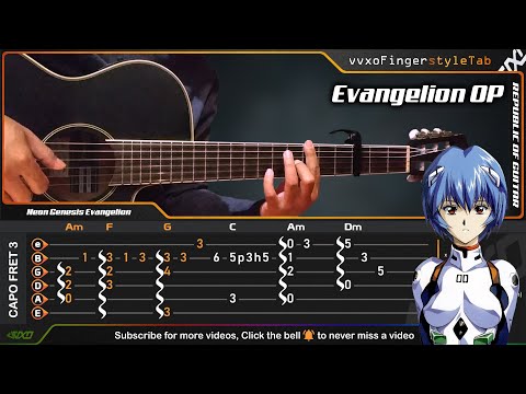 Neon Genesis Evangelion Opening - A Cruel Angel's Thesis - Fingerstyle Guitar Cover | TAB Tutorial