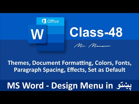 Themes, Document Formatting, Colors, Fonts, Paragraph Spacing, Effects, Set as Default | Class - 48