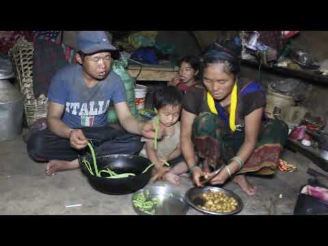 Nepali village || Cooking beans potatoes and mushroom vegetables in the village