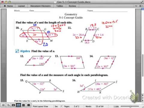 geometry 5-1 concept guide: parallelograms