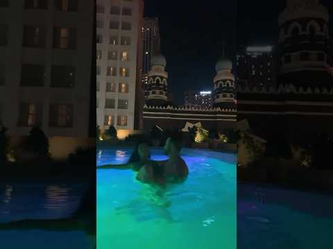 Mid night swim on the rooftop!! Birthday celebration #viral #swimming #couple