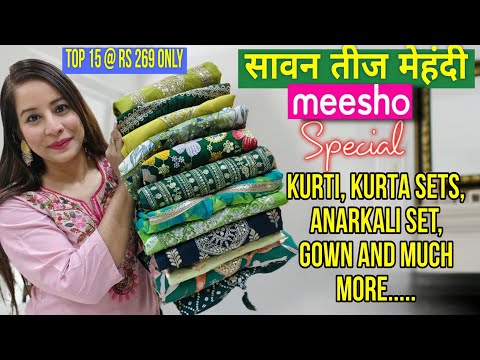 💚Meesho My 15 Best Green Kurti/Kurta Dupatta Set Wedding Collection Special Haul Starting 269#meesho