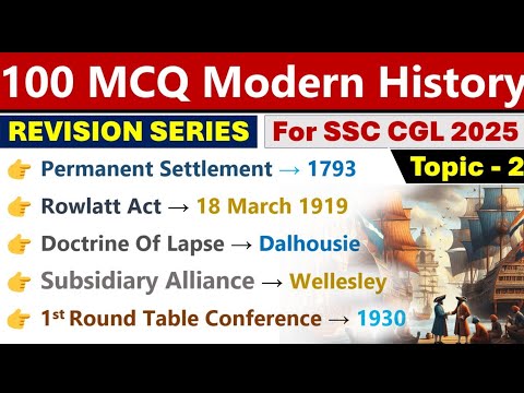 TOP 100 MODERN HISTORY MCQs | REVISION SERIES FOR SSC CGL 2025 | INDOLOGUS