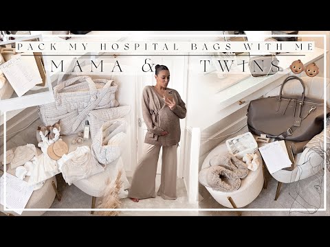 PACK MY HOSPITAL BAGS WITH ME | MAMA & TWINS | ORGANISED & PRACTICAL 🤰🏻☁️