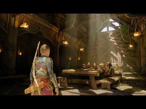 God Of War Ragnarök - Asgard Dining Hall Ambiance (braziers, creaking wood, shuffling)