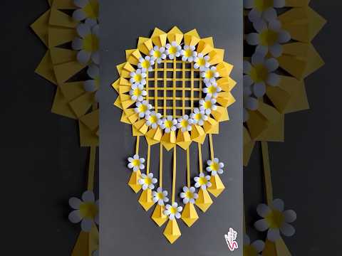 Beautiful paper flower wall hanging craft ideas 💡 #wallhanging #shorts #youtubeshorts