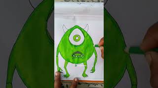 monster eye drawing for beginners || Mike Wazowski monster drawing for beginners