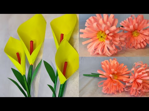 Easy Paper Flowers|2 Simple And Beautiful Paper Flowers Making|How To Make Paper Flowers|Hand Craft