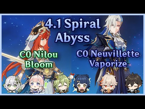 F2P C0 Nilou Bloom + C0 Neuvillette Vaporize | 4.1 Spiral Abyss | Floor 12 Continuous