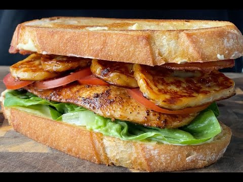 Club Sandwich with Hot Honey Halloumi and Roasted Garlic Truffle Mayonnaise | Recipe