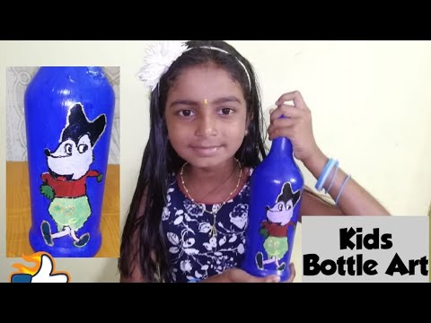 Kids Bottle Art(Mickey Mouse) @Home [ DIY ] ||