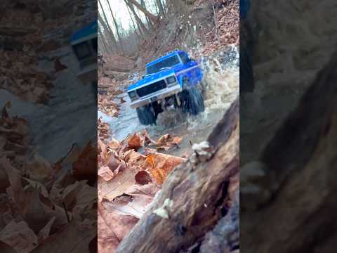 Stock trx4 f150 high trail powering through a creek bed. #rcoffroad #traxxas #ford #4x4