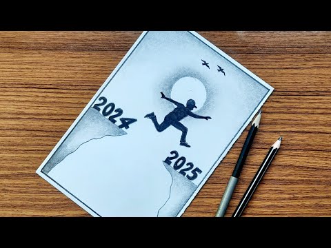 New year drawing easy and simple | Happy new year drawing sketch