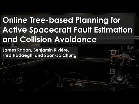 Online Tree-based Planning for Active Spacecraft Fault Estimation and Collision Avoidance