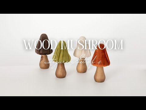 Wood Mushroom Figure Set