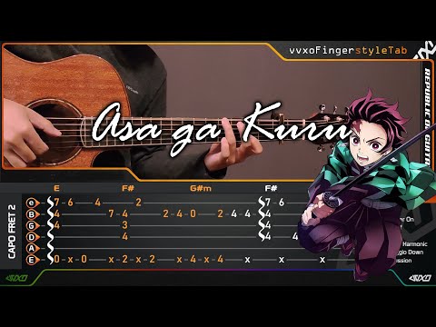 Demon Slayer: Kimetsu no Yaiba Season 2 ED - Asa ga Kuru 「朝が来る」 - Fingerstyle Cover + TAB Tutorial