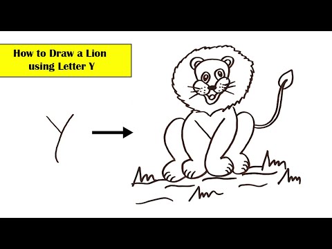 Simple Drawing l l How to Draw a Lion using letter Y l l Step by Step easy drawing