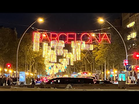 Barcelona, Spain 🇪🇸 Walking Tour (4k Ultra HD 60fps) Christmas Lights 2024