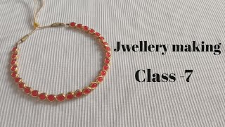 Class -7 How to make a Kundan stone jwellery/Diy necklace/Kundan stone Jewellery making at home