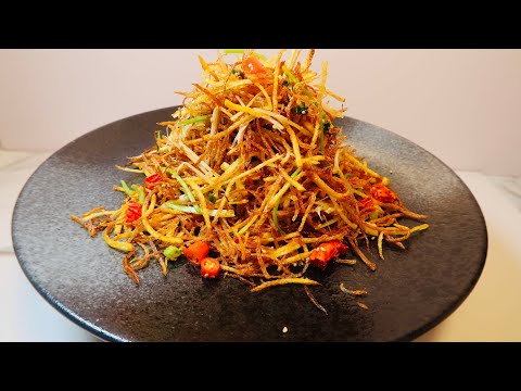 Crispy Shredded Potato with Chili Oil 酥脆香辣土豆絲