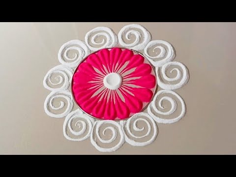 Simple and easy rangoli design for festival|new colourful rangoli designs|relaxing rangoli design