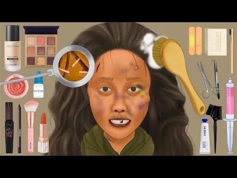 Traditional Indian Makeup Animation game video |  Motion Homeless Woman/man fashion for kids cartoon