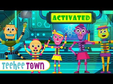 Skeleton Robot Finger Family - Midnight Lab Story | Spooky Songs For Kids by Teehee Town