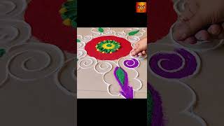 Traditional Easy Rangoli Design For All The Festival 🎉🥳🎈 #colourfulrangoli #shortsvideo #easyrangoli