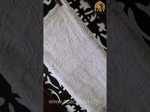 Ada all-White Rose Pattern Kurta Dupatta set in Chikankari combined with White Pearls ##AdaChikan