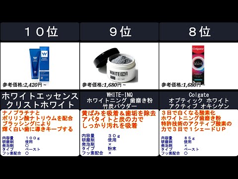 2023年【ホワイトニングで美しい白い歯に】ホワイトニング歯磨き粉 人気ランキングTOP10