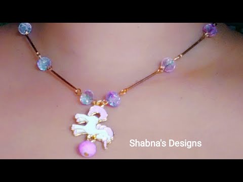 Unicorn Necklace Making Tutorial | DIY Necklace | How To Make Jewellery At Home | Shabna's Designs