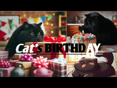 cat make a cake. He received many gifts. like and subscribe my channel. #cat #ai