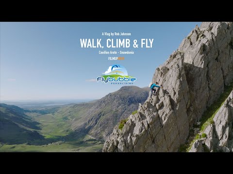 Paragliding from Y Gribin ridge via the Cneifion arete in Snowdonia — Flybubble Walk, Climb & Fly #6