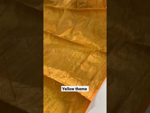 yellow theme based party saree .. banarasi weaving silk saree.. soft material #yellowsaree #saree