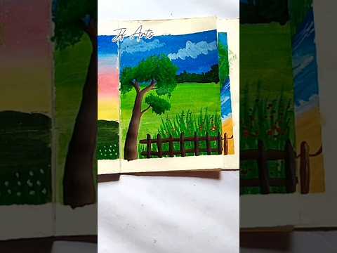 Easy poster colour landscape😊 #shortvideo #art #painting #tutorial #subscribe