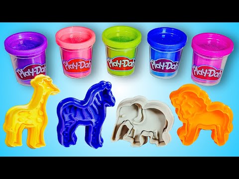 Creating Fun Animals Out Of Play Doh - Preschool Toddler Learning Videos 🦒🦁