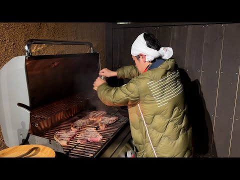 【バーベキュー】ステーキをこんな風に焼いてました