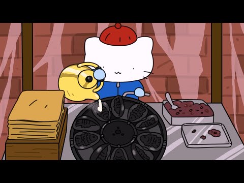 Cat's Fish-shaped Bun Stand (ASMR Animation)